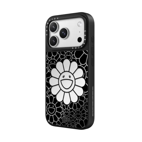SMILE ON PHONE CASE (BLACK) | iPhone 17 Pro Max / Mirror Case MagSafe Compatible / Silver on Black | Image 2