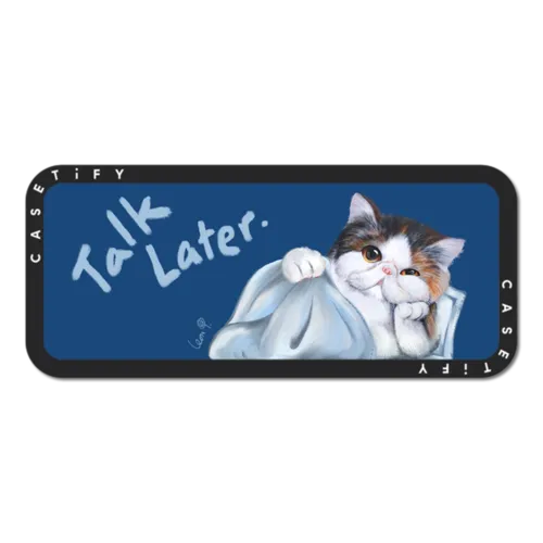 Sleepy Gloomie Cat by LeonLollipop | Snappy Laptop Phone Mount / Snappy Laptop Phone Mount MagSafe Compatible / Black/Beige | Image 1
