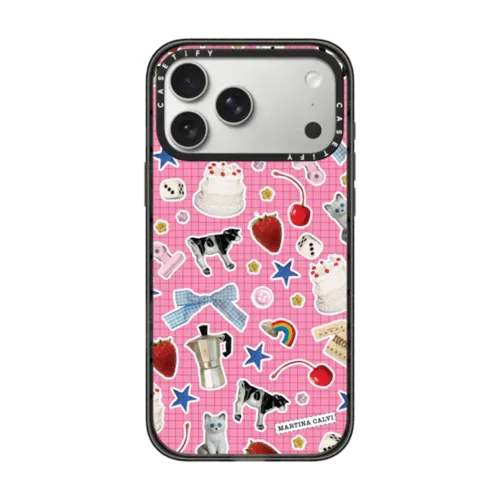 Trinket Stickers - Pink | iPhone 17 Pro Max / Impact Case MagSafe Compatible / Black | Image 1