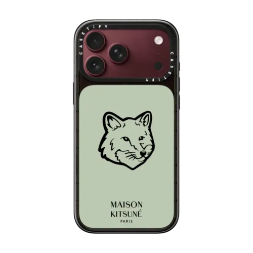 Maison Kitsuné Fox Head Phone Case - Soft Mint | iPhone 18 Pro Max / Impact Case MagSafe Compatible - Glossy / Glossy Black | Image 1
