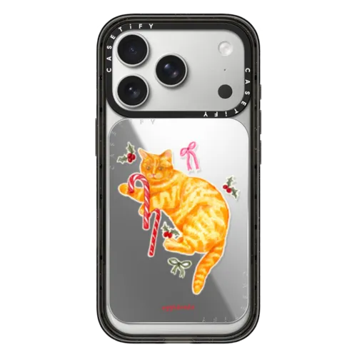 Candy Cane Cat | Snappy Cardholder Stand / Snappy Mirror Cardholder Stand MagSafe Compatible / Silver | Image 1