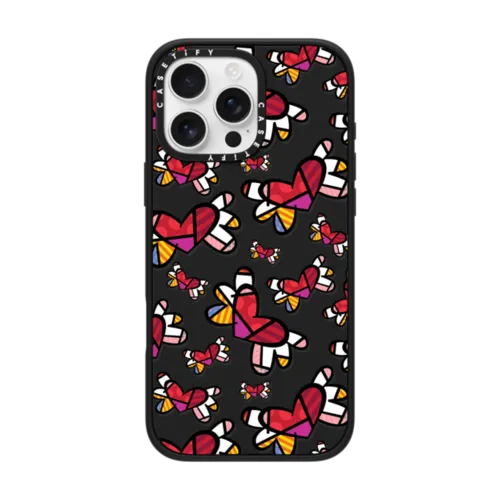 LOVE IS IN THE AIR BY ROMERO BRITTO | iPhone 16 Pro Max / Impact Case MagSafe Compatible / Matte Black | Image 1