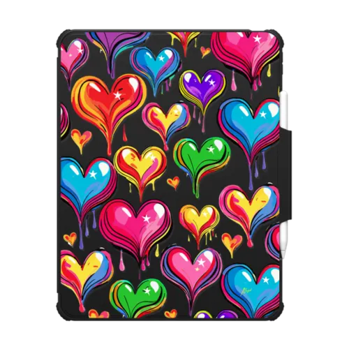Dripping Hearts | iPad Pro 13-inch (M4/M5) / iPad Impact Folio Case / Black | Image 1