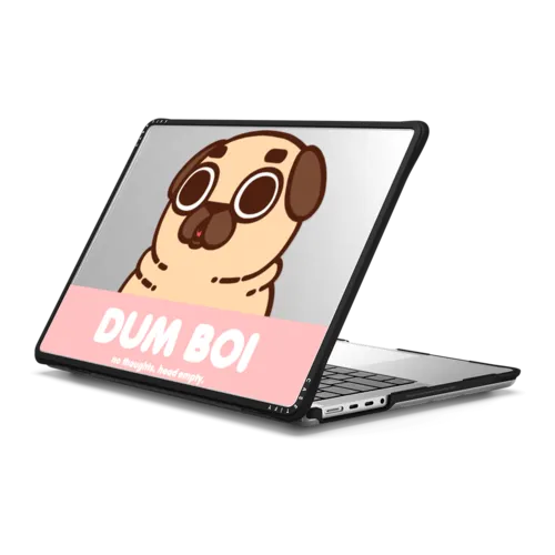 Puglie Pug Dum Boi | MacBook Pro 14-inch (M1 - M5) / MacBook Impact Case / Black | Image 1