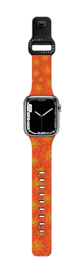 Line Flowers over Red by Oh So Graceful | Apple Watch Series 7-9 (45mm) / Impact Band / Black | Image 1