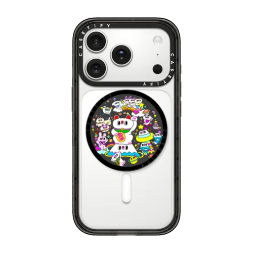 Lucky Cat and Fluffy Friends | Snappy Grip Stand / Snappy Grip Stand MagSafe Compatible / Black | Image 1