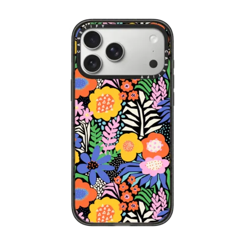 Paper Collage Flowers by Sandra Hutter | iPhone 17 Pro Max / Impact Case MagSafe Compatible / Black | Image 1