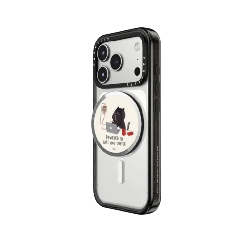 Powered by cats and coffee | Snappy Grip Stand / Snappy Mirror Grip Stand MagSafe Compatible / Silver | Image 2
