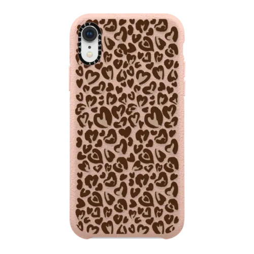 Leopard Love- Brown | iPhone XR / Pebbled Case / Light Pink | Image 1