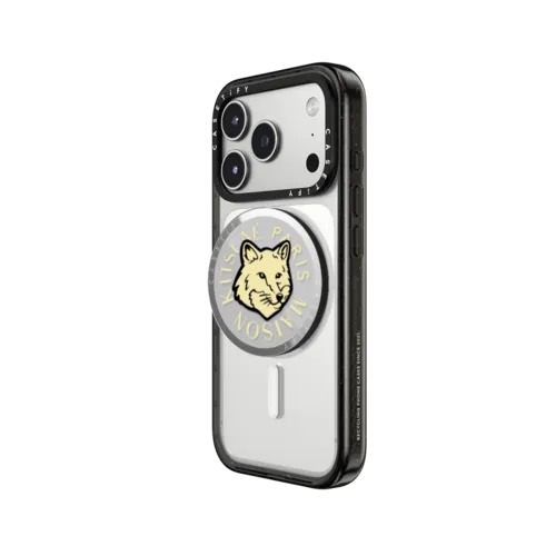 Maison Kitsuné Pastel Yellow Fox Head Gripstand | Snappy Grip Stand / Snappy Mirror Grip Stand MagSafe Compatible / Silver | Image 2