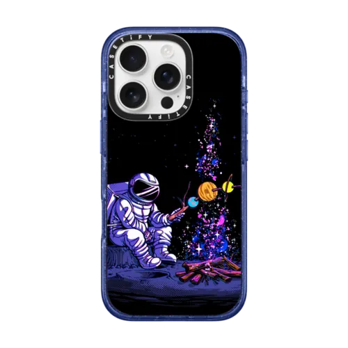 Moon Camping | iPhone 16 Pro / Impact Case MagSafe Compatible / Glitter Indigo | Image 1