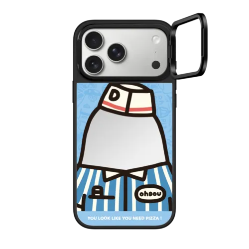 Ohdou To Be Case | iPhone 17 Pro Max / Mirror Ring Stand Case MagSafe Compatible / Silver on Black | Image 1