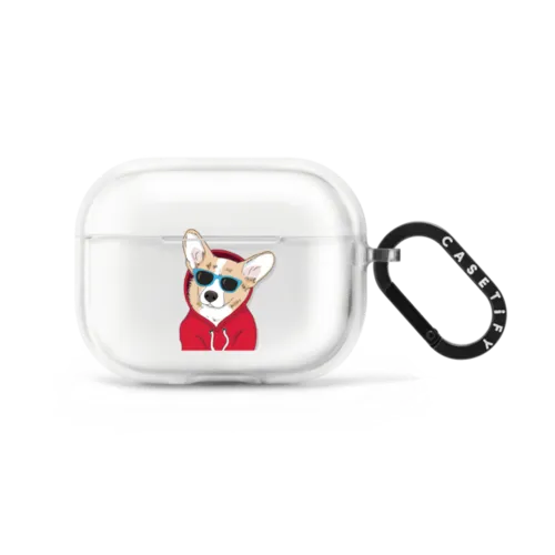 Hipster Corgi by Megan Roy | AirPods Pro 2 / Earbuds Impact Case / Frost | Image 1
