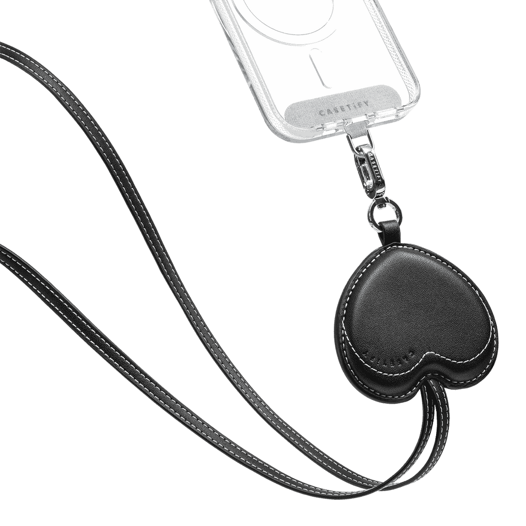 BioVeg Heart Cross-body Strap - Black + Silver D-ring Light Grey Strap Card (NON-PRINT) | Image 1