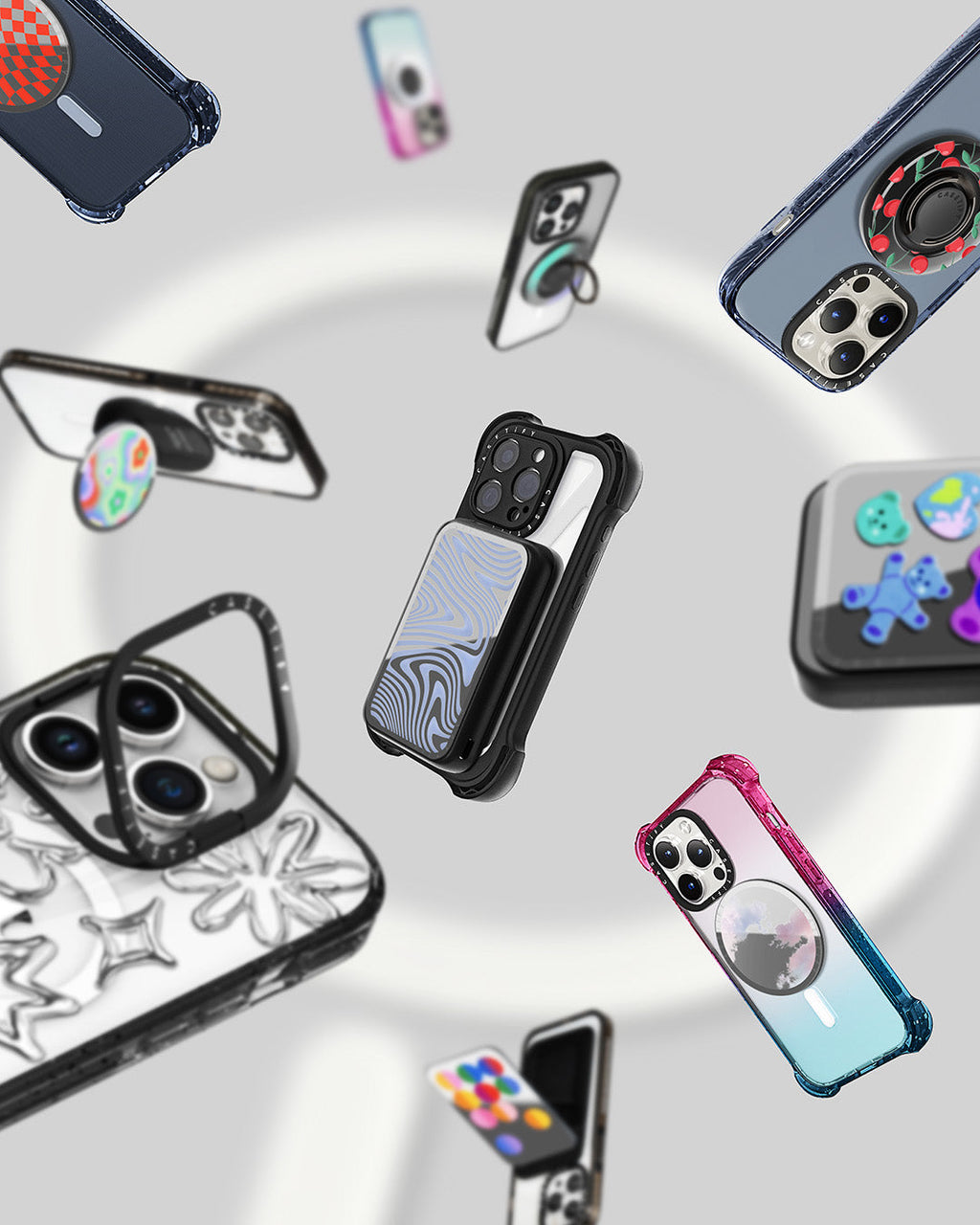 SUPERFLAT FLOWER(RED) SNAPPY GRIP STAND | Snappy Grip Stand / Snappy Mirror Grip Stand MagSafe Compatible / Silver | Image 6