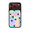 Transparent Pastel Checkered Hearts Stars Pattern | iPhone 18 Pro Max / Impact Case MagSafe Compatible - Glossy / Glossy Black | Image 1