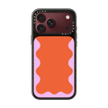 Pink Wavy Border on Orange | iPhone 18 Pro Max / Impact Case MagSafe Compatible - Glossy / Glossy Black | Image 1