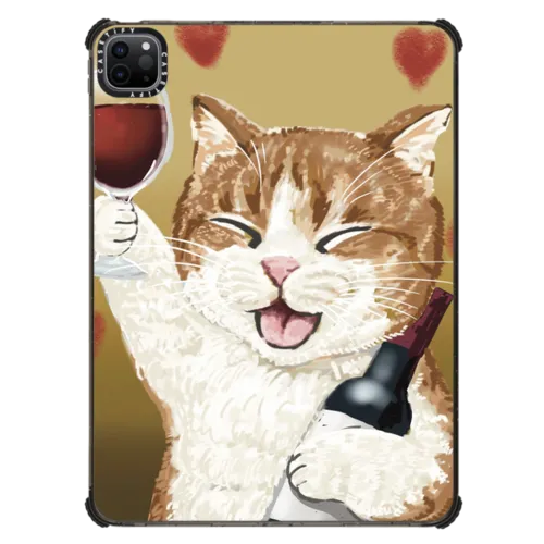 Cheers cat | iPad Pro 11-inch (3rd/4th gen) / iPad Impact Case / Black | Image 1