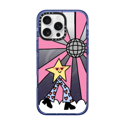 Disco Star Girl | iPhone 16 Pro Max / Impact Case MagSafe Compatible / Glitter Indigo | Image 1