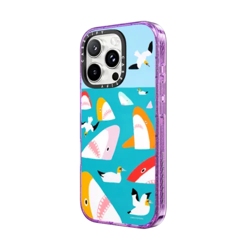 Shark Friends | iPhone 16 Pro Max / Impact Case MagSafe Compatible / Glitter Purple | Image 2