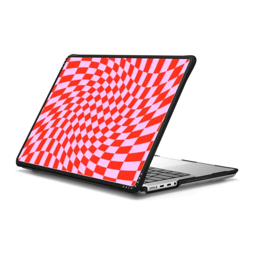 Strawberry Checkers | MacBook Pro 14-inch (M1 - M5) / MacBook Impact Case / Black | Image 1