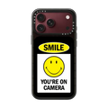 SMILE! Caution You're On Camera Phone Case - White Print Edition | iPhone 18 Pro Max / Impact Case MagSafe Compatible - Glossy / Glossy Black | Image 1
