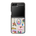 Vintage Luggage Stickers | Galaxy Z Flip5 / Impact Case / Black | Image 1