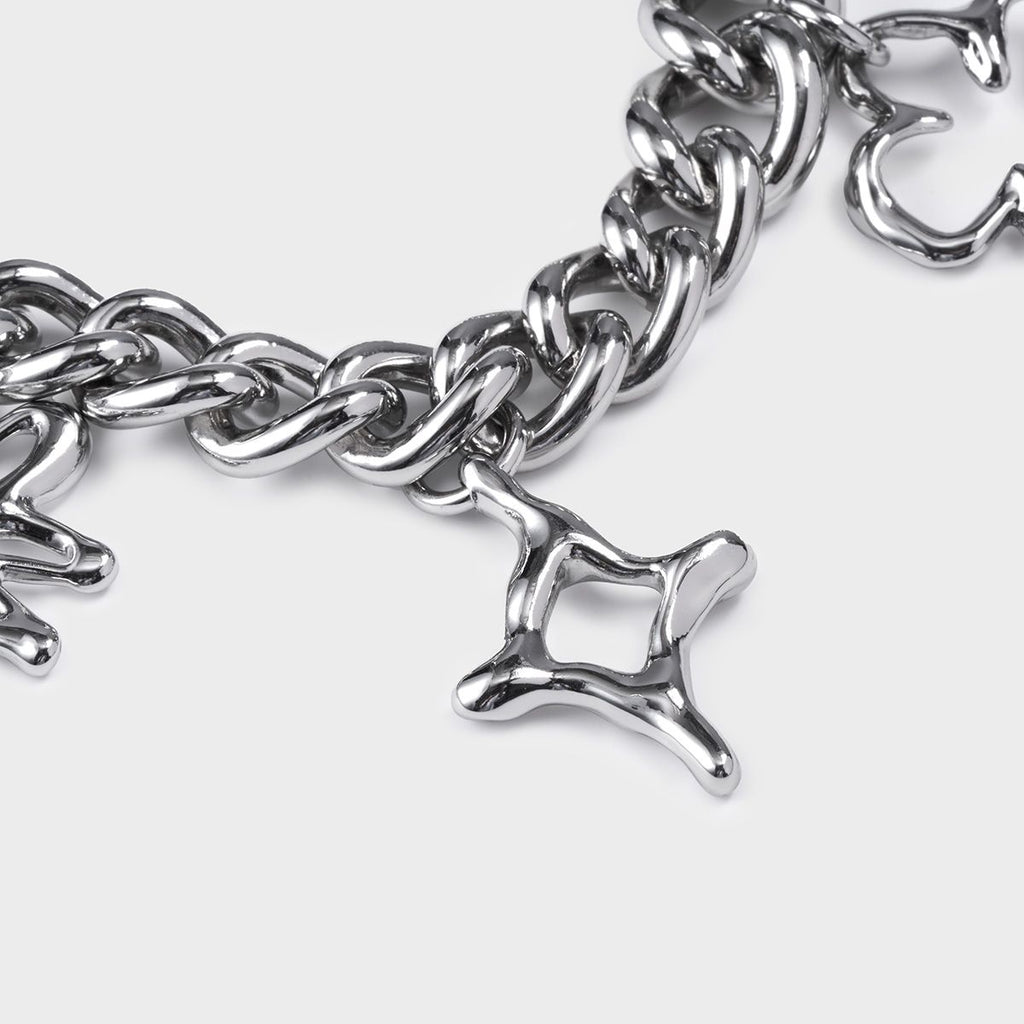 Charm Keychain - Doodle Curb Chain - Shiny Silver
