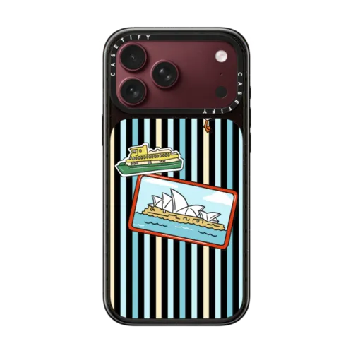Sydney Stickers and Stripes | iPhone 18 Pro Max / Impact Case MagSafe Compatible - Glossy / Glossy Black | Image 1