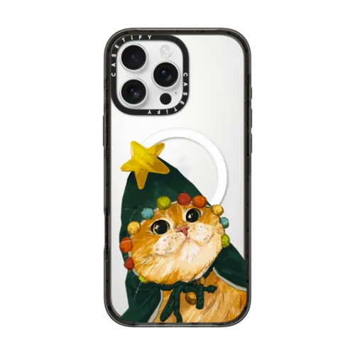 The Cat-Mas Tree | iPhone 16 Pro Max / Impact Case MagSafe Compatible / Black | Image 1