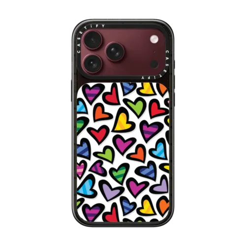 HEARTS BY ROMERO BRITTO | iPhone 18 Pro Max / Impact Case MagSafe Compatible - Glossy / Glossy Black | Image 1