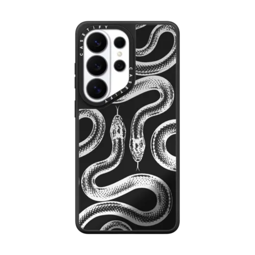 Transparent Kingsnake | Galaxy S26 Ultra / Mirror Magnetic Case / Silver on Black | Image 1