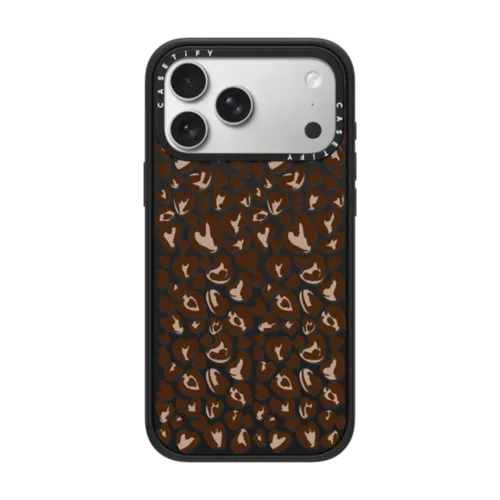 Leopard Love- Brown | iPhone 17 Pro Max / Impact Case MagSafe Compatible / Matte Black | Image 1