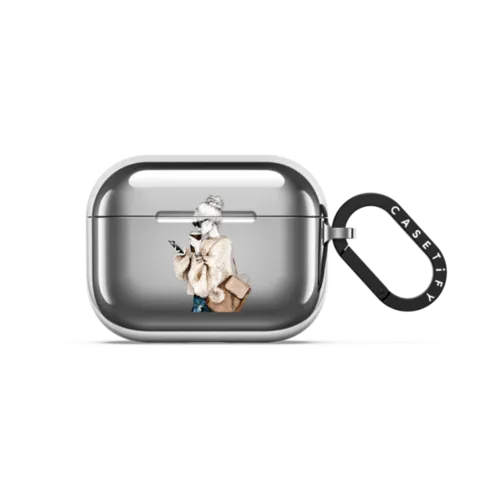 Girl and coffee | AirPods Pro 3 / Earbuds Mirror Case / Silver | Image 1