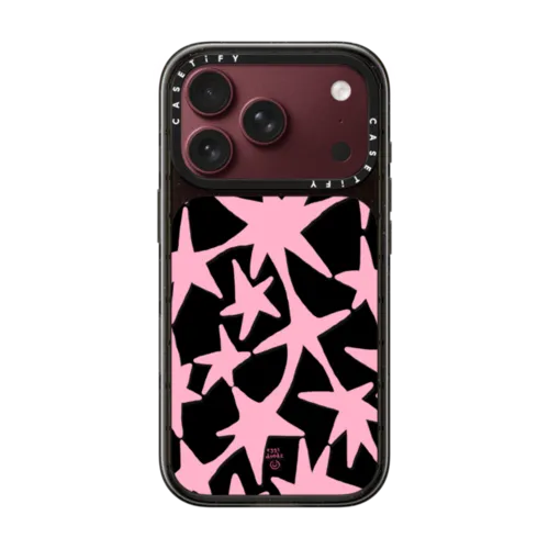 Pink Stars | iPhone 18 Pro / Impact Case MagSafe Compatible - Glossy / Glossy Black | Image 1