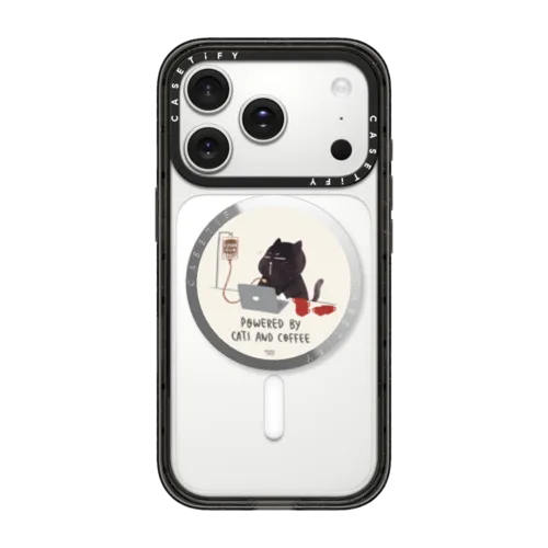Powered by cats and coffee | Snappy Grip Stand / Snappy Mirror Grip Stand MagSafe Compatible / Silver | Image 1