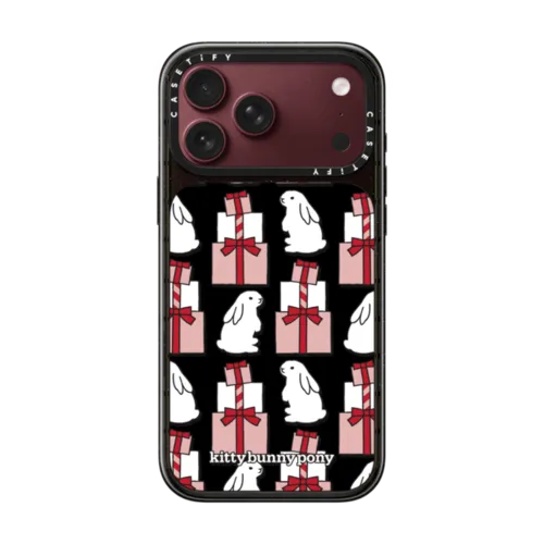 Little Bunnies with Present Case | iPhone 18 Pro Max / Impact Case MagSafe Compatible - Glossy / Glossy Black | Image 1