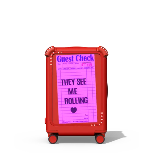 They See Me Rolling - Pink | 21" Carry-On Suitcase / Bounce Suitcase / Cherry Red | Image 1