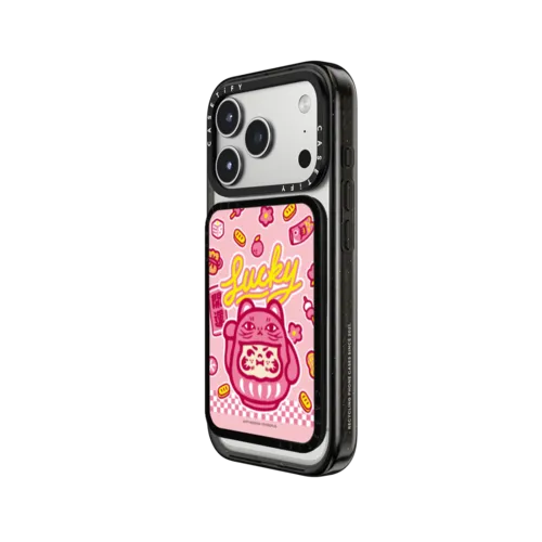 PP Baby Lucky Cat Daruma Pink Snappy Cardholder Stand | Snappy Cardholder Stand / Snappy Cardholder Stand MagSafe Compatible / Black | Image 2