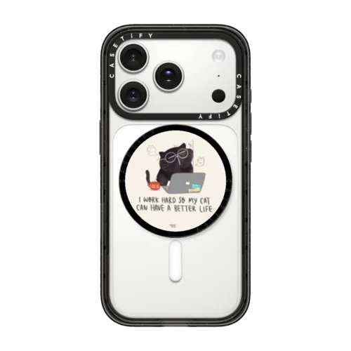 I work hard so my cat can have a better life | Snappy Grip Stand / Snappy Grip Stand MagSafe Compatible / Black | Image 1