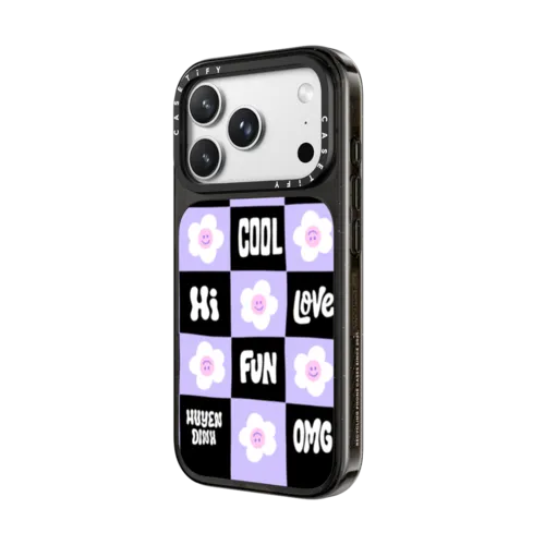 Pastel Flowers Checker | iPhone 18 Pro Max / Impact Case MagSafe Compatible - Glossy / Glossy Black | Image 2