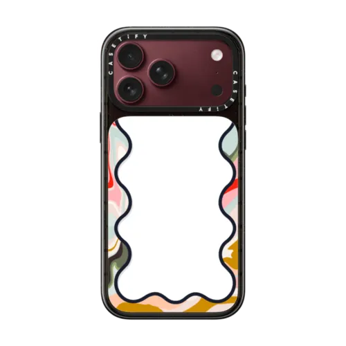 Wavy Rainbow Marble Border | iPhone 18 Pro Max / Impact Case MagSafe Compatible - Glossy / Glossy Black | Image 1