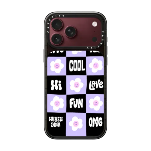 Pastel Flowers Checker | iPhone 18 Pro Max / Impact Case MagSafe Compatible - Glossy / Glossy Black | Image 1