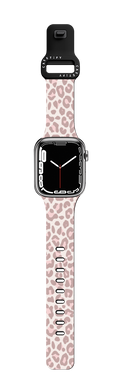 Dusty Pink Leopard Apple Watch | Apple Watch Series 7-9 (45mm) / Impact Band / Black | Image 1