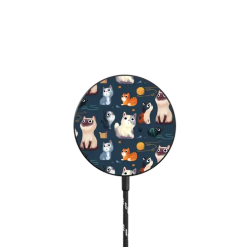 Cats |   / PowerThru Magnetic Wireless Charger MagSafe Compatible / Black | Image 1
