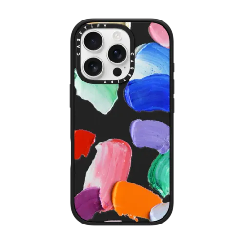 Polka Daub Smear | iPhone 16 Pro / Impact Case MagSafe Compatible / Matte Black | Image 1
