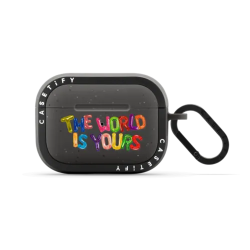 THE WORLD IS YOURS AIRPODS CASE BY SUE TSAI | AirPods Pro 2 / Earbuds Bounce Case / Matte Charcoal | Image 1