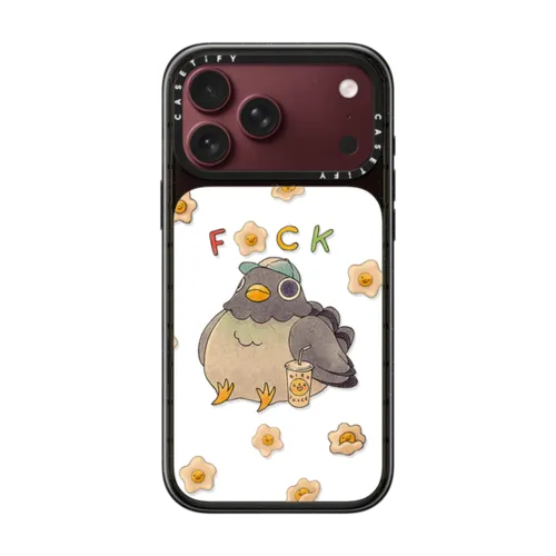 Pigeon and Daisies | iPhone 18 Pro Max / Impact Case MagSafe Compatible - Glossy / Glossy Black | Image 1