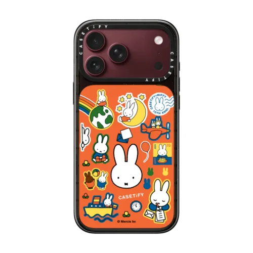 Miffy Postage Collage Sticker Case (Bruna Red) | iPhone 18 Pro Max / Impact Case MagSafe Compatible - Glossy / Glossy Black | Image 1