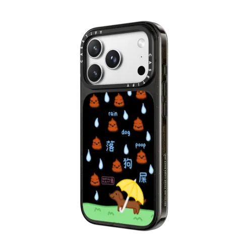 raining dog poop by sketchykarr | iPhone 18 Pro Max / Impact Case MagSafe Compatible - Glossy / Glossy Black | Image 2